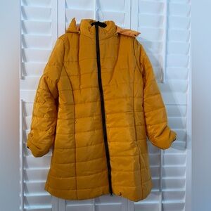 Women’s Mustard Yellow Puffer Coat with Hood